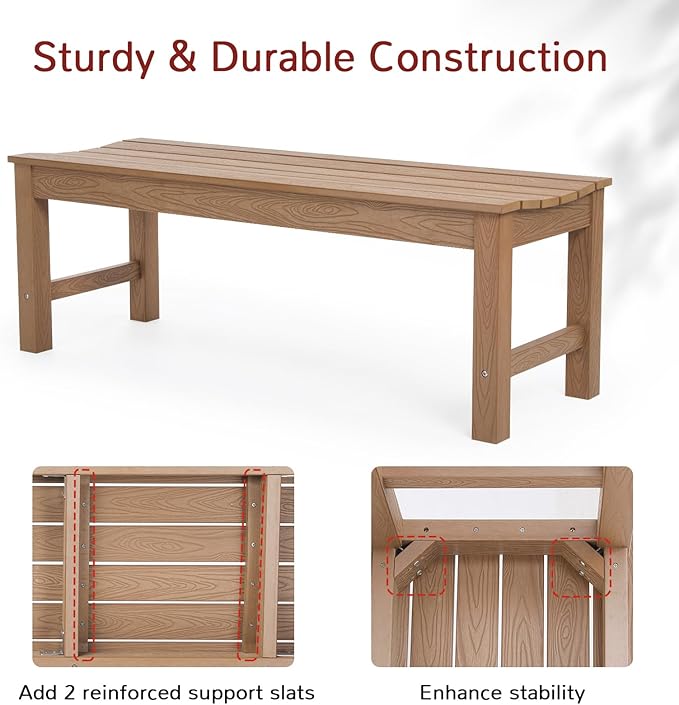 Stoog Outdoor Bench, 2-Person Outdoor Poly Lumber Backless Bench, Weatherproof - Image 5