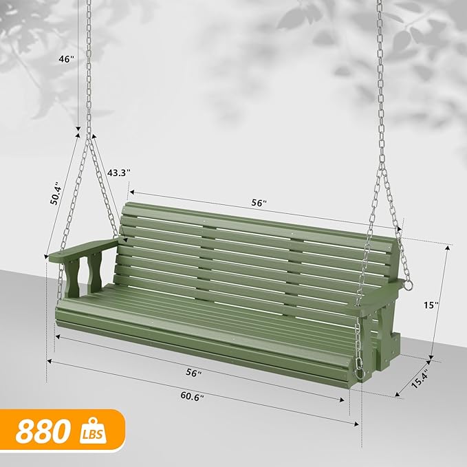 VINGLI Upgraded Patio Wooden Porch Swing - Image 4