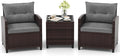Tangkula 3 Pieces Patio Furniture Set, PE Rattan Wicker 3 Pcs Outdoor Sofa Set by TANGKULA