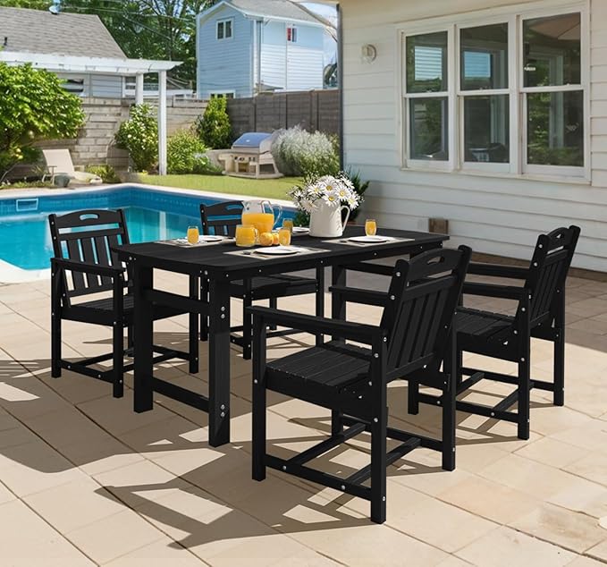 Ciokea HDPE Outdoor Patio Dining Chairs Set of 2, All-Weather Porch Chair - Image 8
