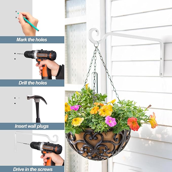 BOLITE Plant Hangers, 10 Inch Hanging Plant Brackets Outdoor Indoor, Wall Hooks - Image 8