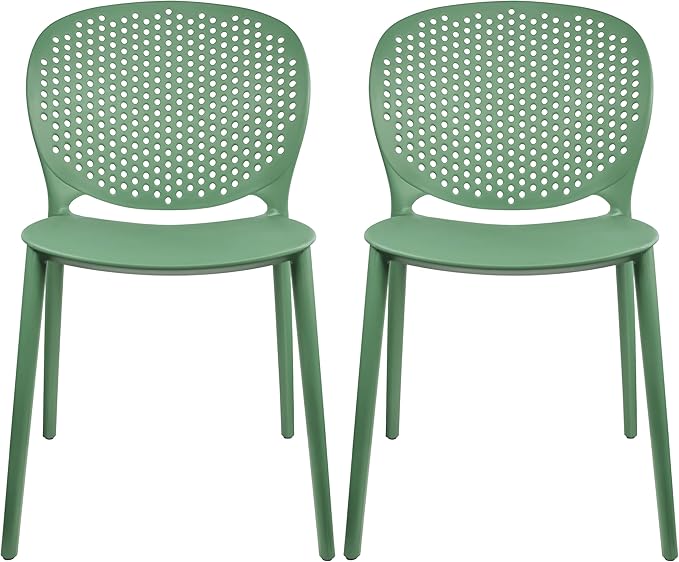 2xhome Set of 2 Patio Dining Chairs | Modern Stackable Outdoor Pool Side Chair by 2xhome