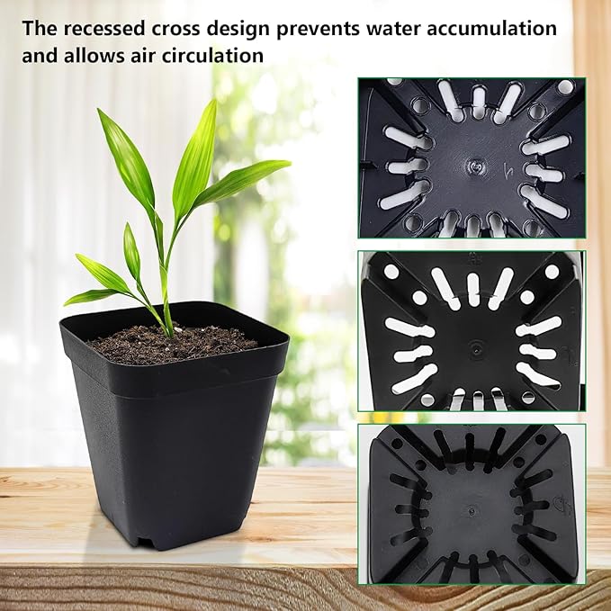 Square Nursery Pots 3" 120Pcs Deep Succulent Plastic Pots Small Flower Planter - Image 4