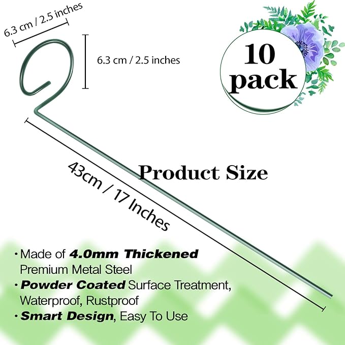 HiGift 10 Pack 17 inches Plant Support Plant Stakes - Image 4
