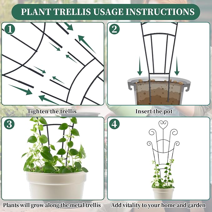 30 Inch Plant Trellis for Climbing Plants Indoor, Outdoor Metal Garden Trellis - Image 5