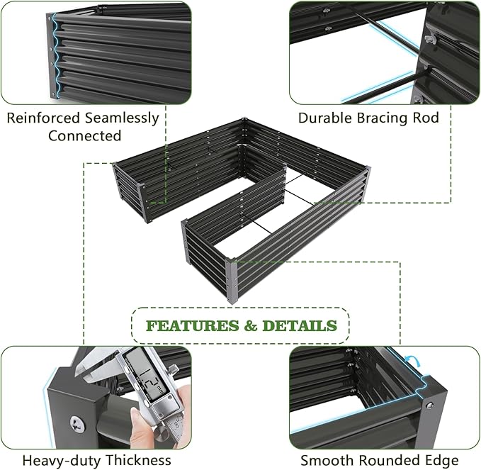 A ANLEOLIFE Set of 16, 18 Inch Tall Galvanized Raised Garden Beds Kit, - Image 5