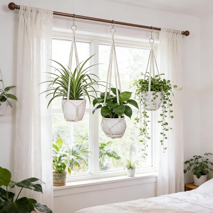 YIBOT 3 Pack Macrame Plant Hanger Indoor Hanging Planter - Image 5