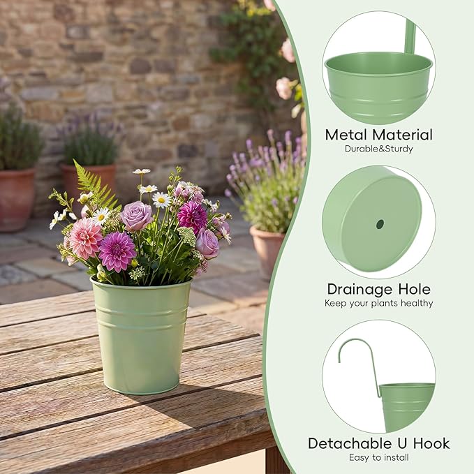 HowRU Hanging Flower Pots, Railing Planter Box - Image 3
