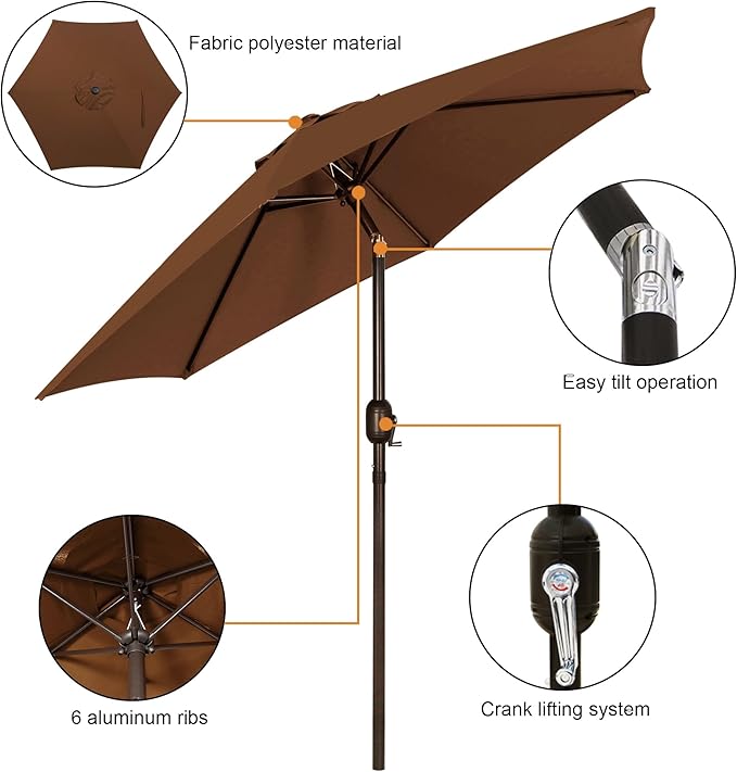 Blissun 7.5 ft Patio Umbrella, Yard Umbrella, Outdoor Market Umbrella - Image 2