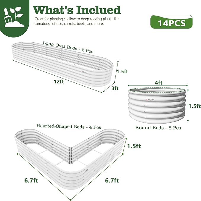 A ANLEOLIFE Set of 14, 18 Inch Tall Raised Garden Beds Kit, Heart-Shaped - Image 2