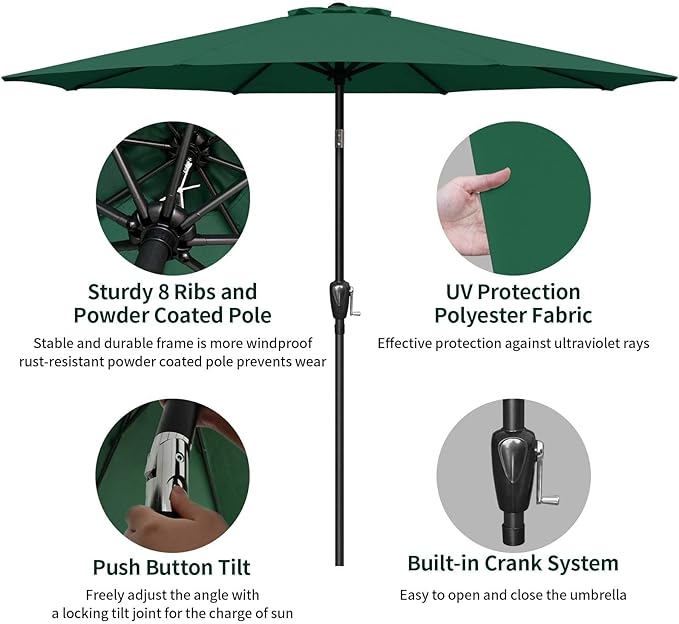 Simple Deluxe 9' Patio Umbrella Outdoor Table Market Yard Umbrella - Image 2
