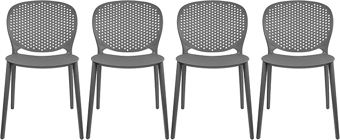 2xhome Set of 4 Patio Dining Chairs | Modern Stackable Outdoor Pool Side Chair by 2xhome