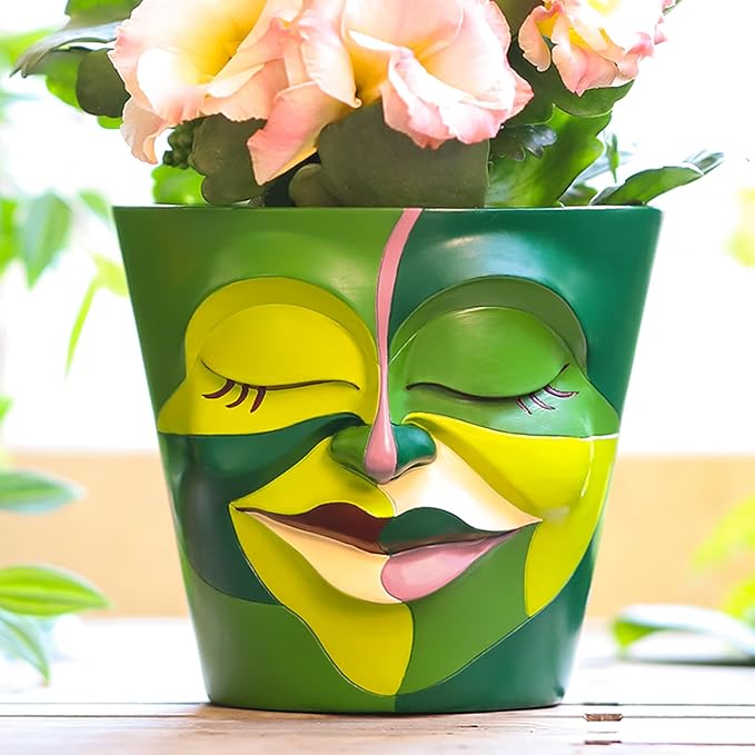 GUGUGO Face Planters Pots with Drainage, Abstract Gardening Pots by GUGUGOHOMEDECOR