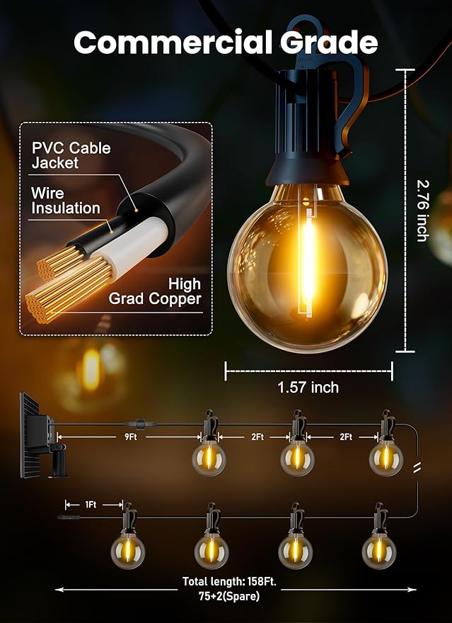 Brightown 158FT Solar String Lights Outdoor - Image 5