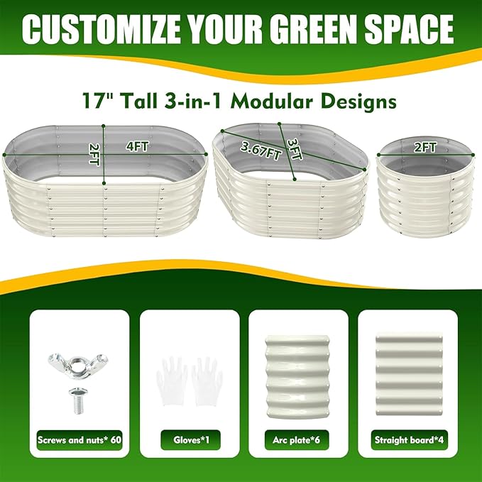 17" Tall Elevated Oval Metal Raised Garden Bed - 4ft x 2ft in Size and 0.8MM - Image 5