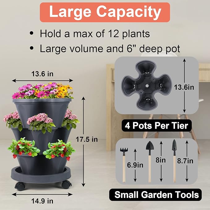 DUNCHATY Stackable Planter, Vertical Garden Planter - Image 3