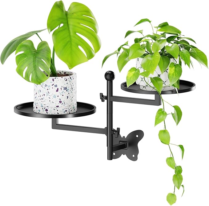 Rotating Window Wall Plant Shelves Indoor Wall Plant Stand Holder 2-Tier Floral by Gaoymsym