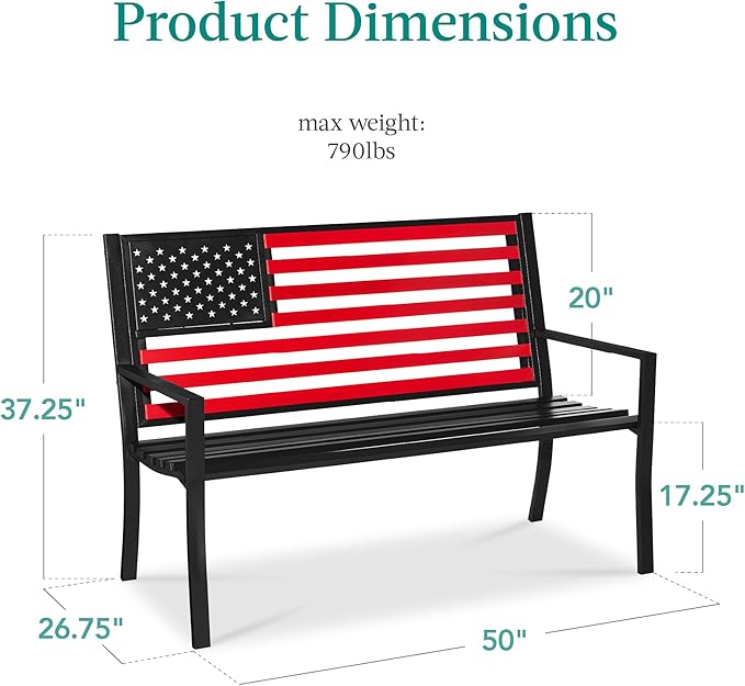 Best Choice Products Outdoor Bench 2-Person Steel Indoor/Outdoor Bench - Image 2