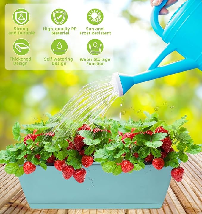 Window Box Planter, 7 Pack Plastic Vegetable Flower Planters Boxes 17 Inches - Image 4