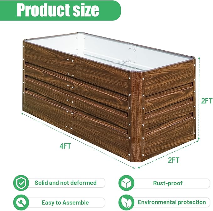 SnugNiture 2 Pcs 4x2x2FT Raised Garden Bed Galvanized Planter Garden Boxes - Image 6