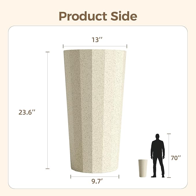 23.6" Tall Outdoor Planters Set of 2, Large Planters - Image 2