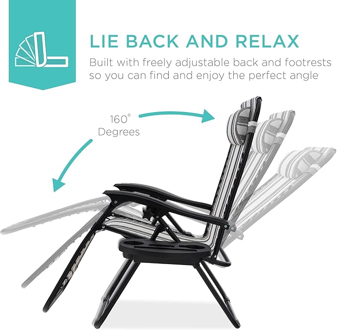 Best Choice Products Set of 2 Adjustable Steel Mesh Zero Gravity Lounge Chair - Image 4