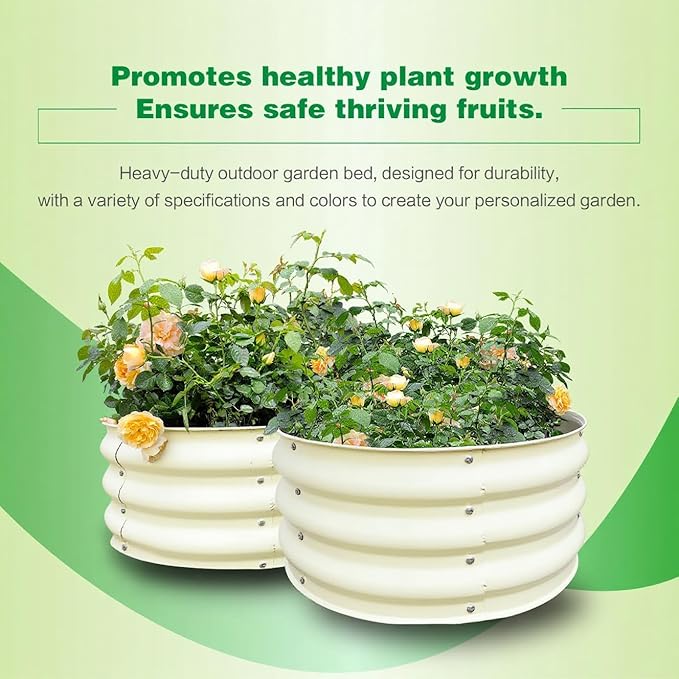 GARDMAX 2 Pack 2x2x1FT Galvanized Round Raised Garden Bed Kit, Metal Planter - Image 4
