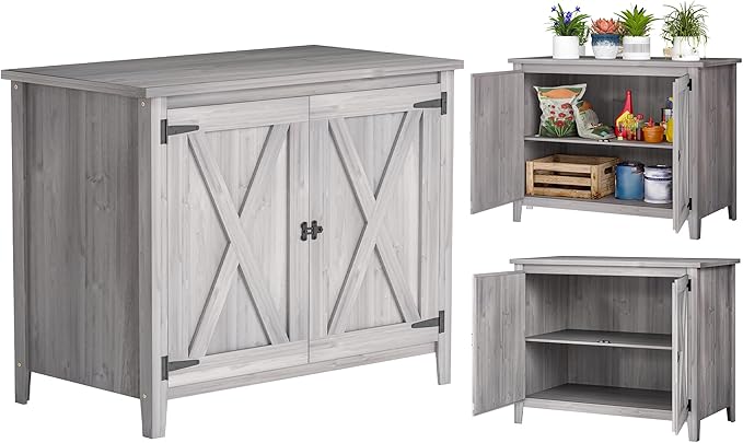 Outsunny Wood Garden Shed, Compact Outdoor Storage Cabinet Potting Shed by Outsunny