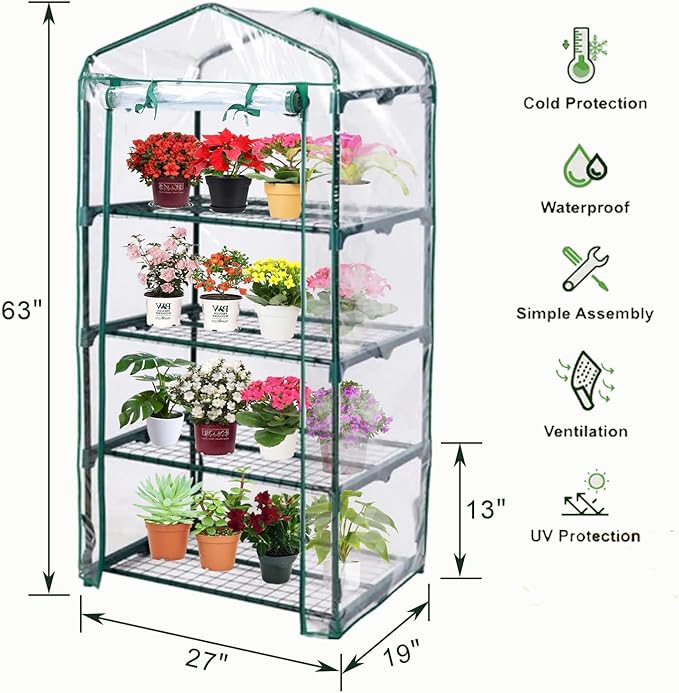Mini Greenhouse for Indoor Outdoor, Plant Green House 4-Tier Rack Stand - Image 3