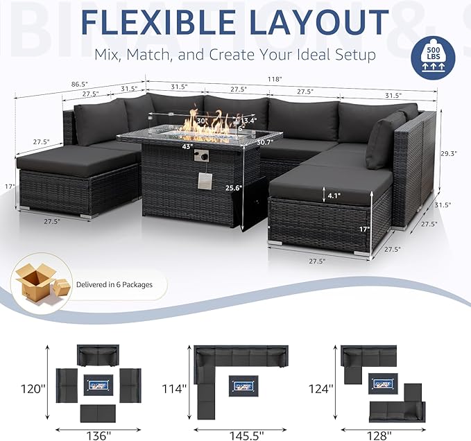NICESOUL 8 Seater Outdoor Patio Furniture Sectional Sets - Image 4