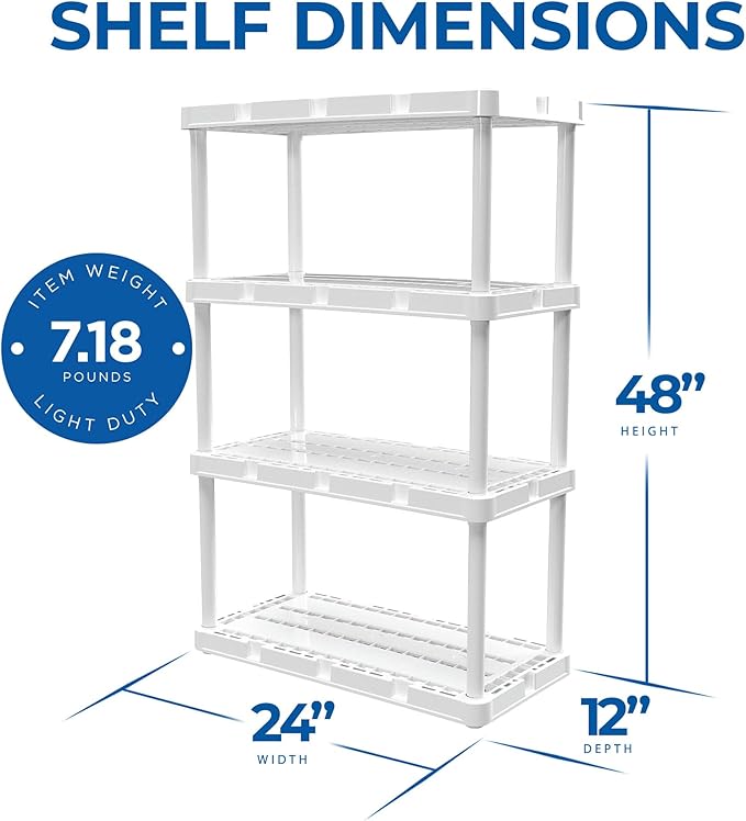 Gracious Living 3 Pack Light Duty Storage Shelves, Knect-A-Shelf 4-Shelf - Image 3