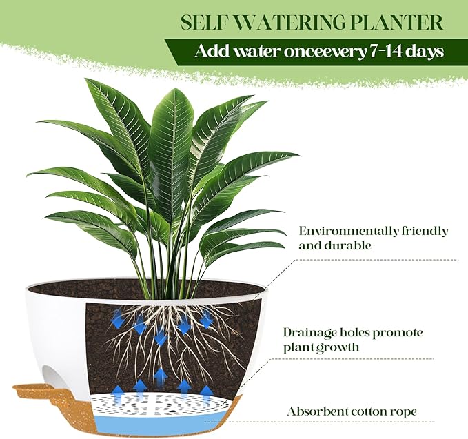 2 Pack 10 Inch Self Watering Hanging Planters - Image 6