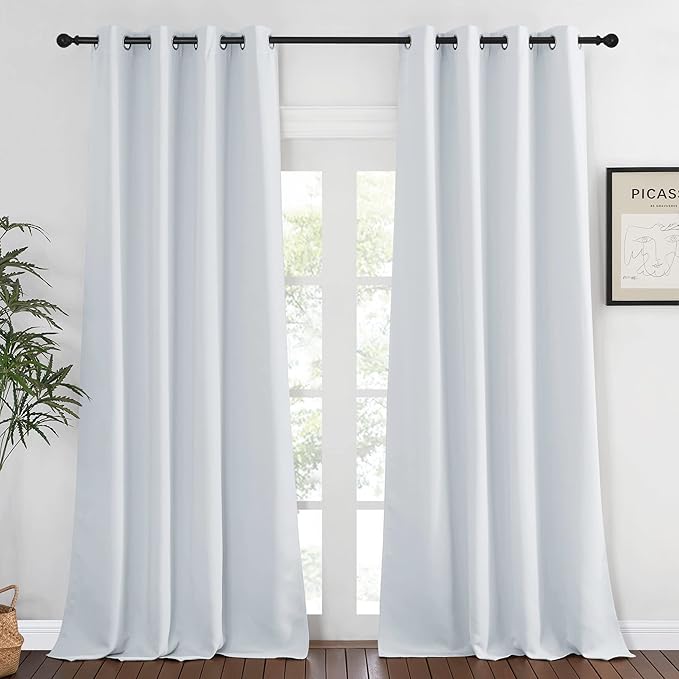 NICETOWN Greyish White Living Room Curtain, Room Darkening Grommet Thermal by NICETOWN