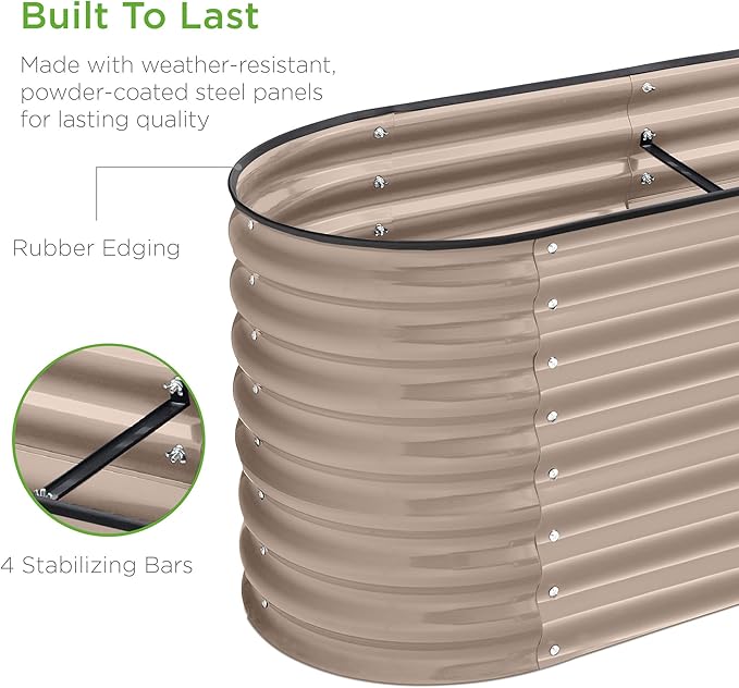 Best Choice Products 8x2x2ft Metal Raised Garden Bed, Oval Outdoor Deep Root - Image 5