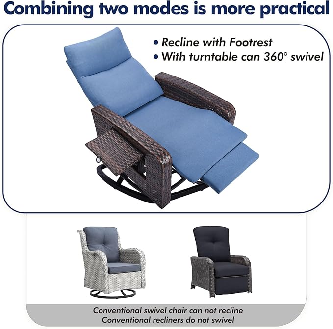 Outdoor Recliner Chair, Wicker Patio Recliners - Image 6