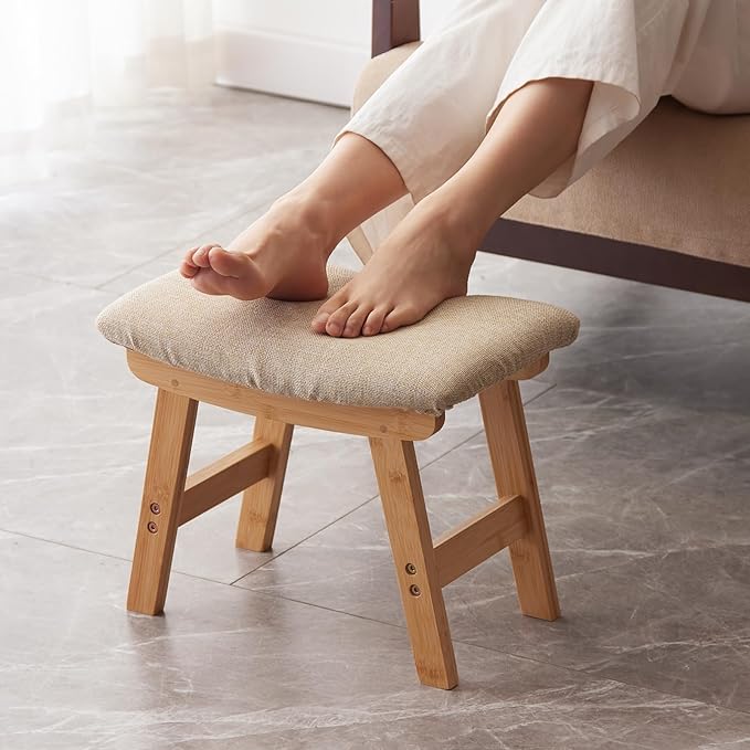 Foot Stool, Bamboo Small Sofa Foot Rest Under Desk, Extra Seating by Kitsanery