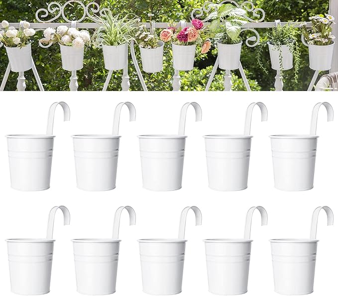 Dahey 10 Pcs Hanging Flower Pots Metal Iron Bucket Planter by Dahey