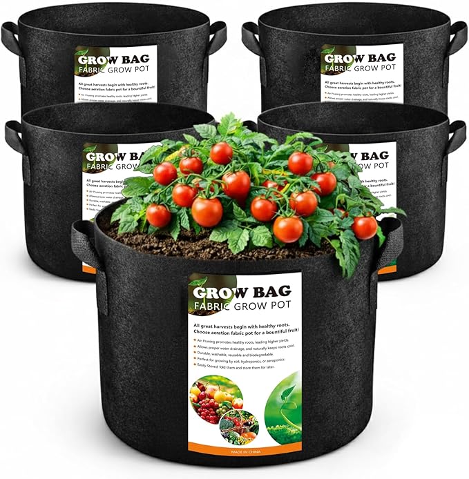 5 Pack 3 Gallon Fabric Grow Bags, Heavy Duty 300G Thickened Aeration Nonwoven by Unknown