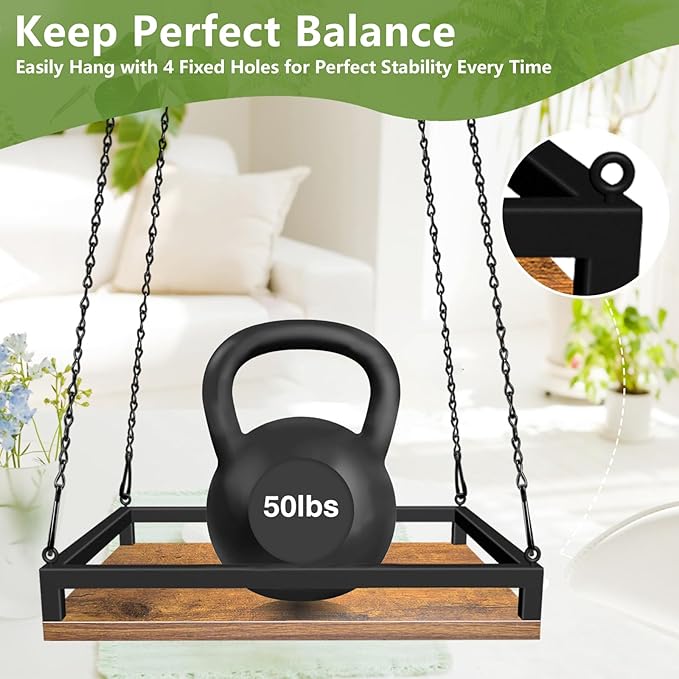 Plant Hanger Indoor, 11.8" Wooden Hanging Plant Holder - Image 5
