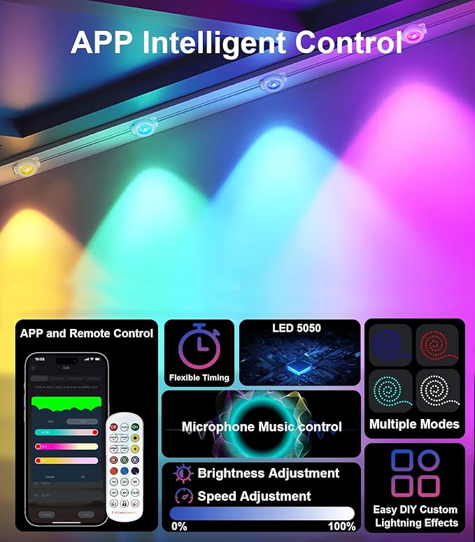 150FT Permanent Outdoor Lights for House, Smart Color Change LED Waterproof - Image 5