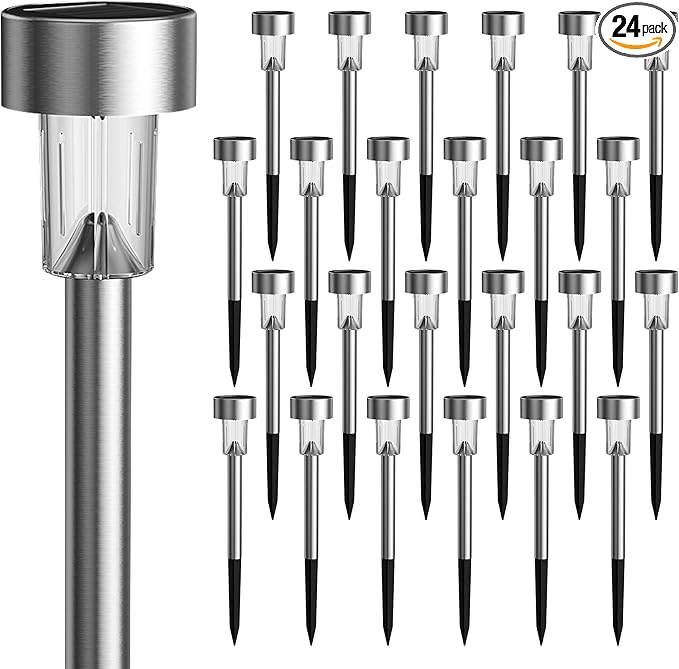 GIGALUMI 24 Pack Solar Path Lights Outdoor, Solar Lights Outdoor Waterproof by GIGALUMI