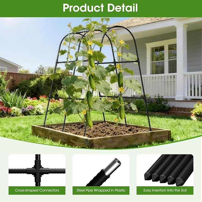 Cucumber Trellis for Raised Bed, U-Shape Garden Trellis for Climbing Plants - Image 2