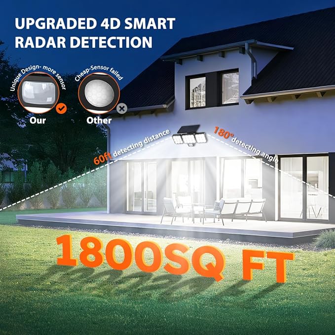 Solar Flood Light Outdoor 4 Pack, 3500LM Super Bright Motion Sensor Outdoor - Image 4