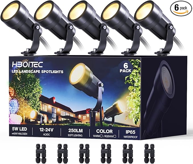 HIBOITEC 5W Low Voltage Landscape Lights, 2900K Warm White Landscape Lighting by HIBOITEC