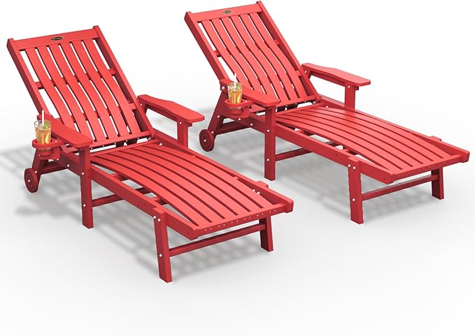 Patio Chaise Lounge Chair Set of 2, Oversized Lounge Chair Outdoor by THOEOE
