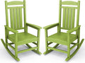 KINGYES Outdoor Rocking Chair Set of 2, High Density Polyethylene Patio Rocking by KINGYES