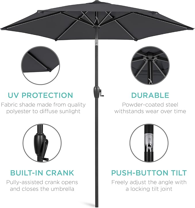 Best Choice Products 7.5ft Heavy-Duty Round Outdoor Market Table Patio Umbrella - Image 5