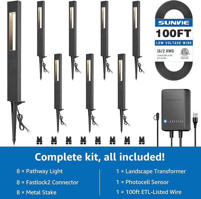 SUNVIE All-In-One LED Low Voltage Landscape Lighting Kit, 3000K Waterproof - Image 7