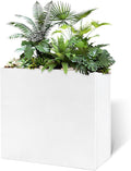 White Metal Long Planter for Outdoor Plants 24" x 10" x 24" Metal Rectangular by DISCOVERINGBEAUTY