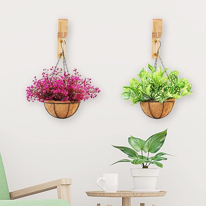 7-Inch Wooden 7-Shaped Wall Hook Plant Hanger – Ideal - Image 4
